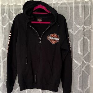 Harley-Davidson Black Hoodie with Orange Logo